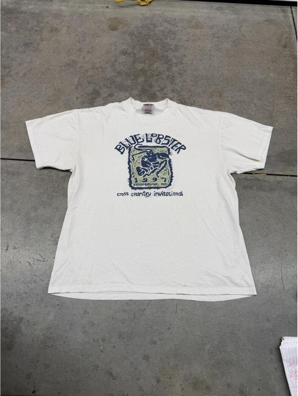 vintage blue lobster cross country marathon made in usa shirt size xl